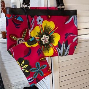 Preston & York Floral Tote in Red and Yellow